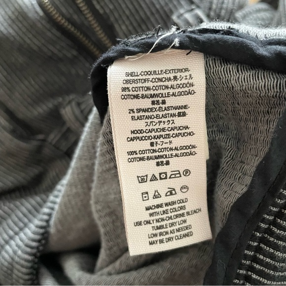 Free People Striped Knit Gray Cotton Pinstripe Hooded Moto Jacket EUC Size Small - Picture 9 of 11